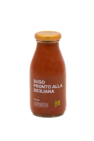 Small bottle of Sicilian-style tomato sauce