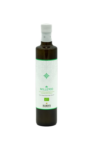 Bottle of organic Italian extra virgin olive oil