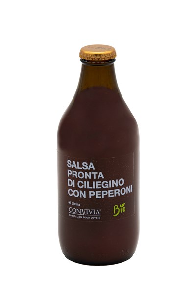 Glass Bottle of Organic Cherry Tomato and Pepper Sauce